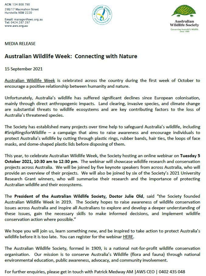 | Read Important - Australian Wildlife Society